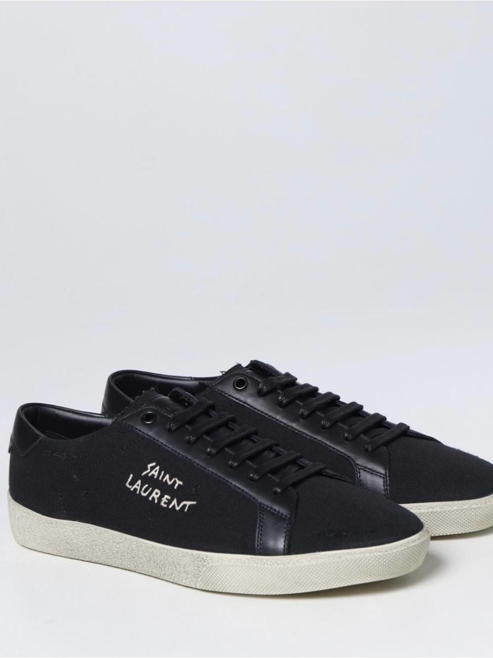 Saint Laurent Black Distressed Saint Laurent Court Classic SL/06 low-top sneaker